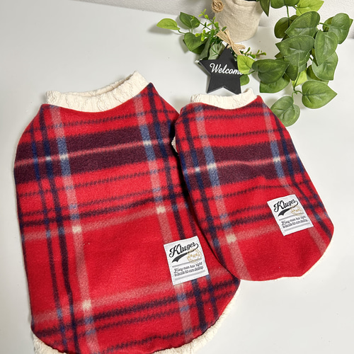 犬服 フリースニット あったか素材タンクトップ ハンドメイド ペット服 