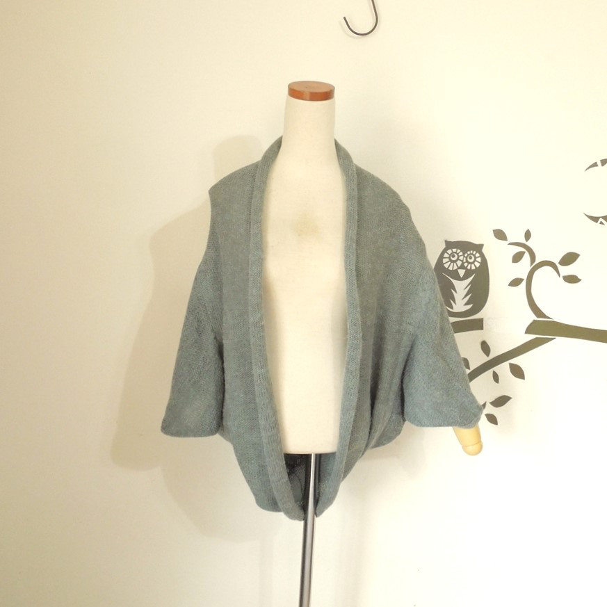 bighug アンゴラ ショールカーディガン○グレー 毛糸 
