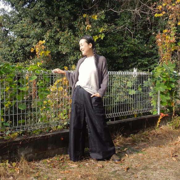 bighug アンゴラ ショールカーディガン○チャコールブラウン ニット  