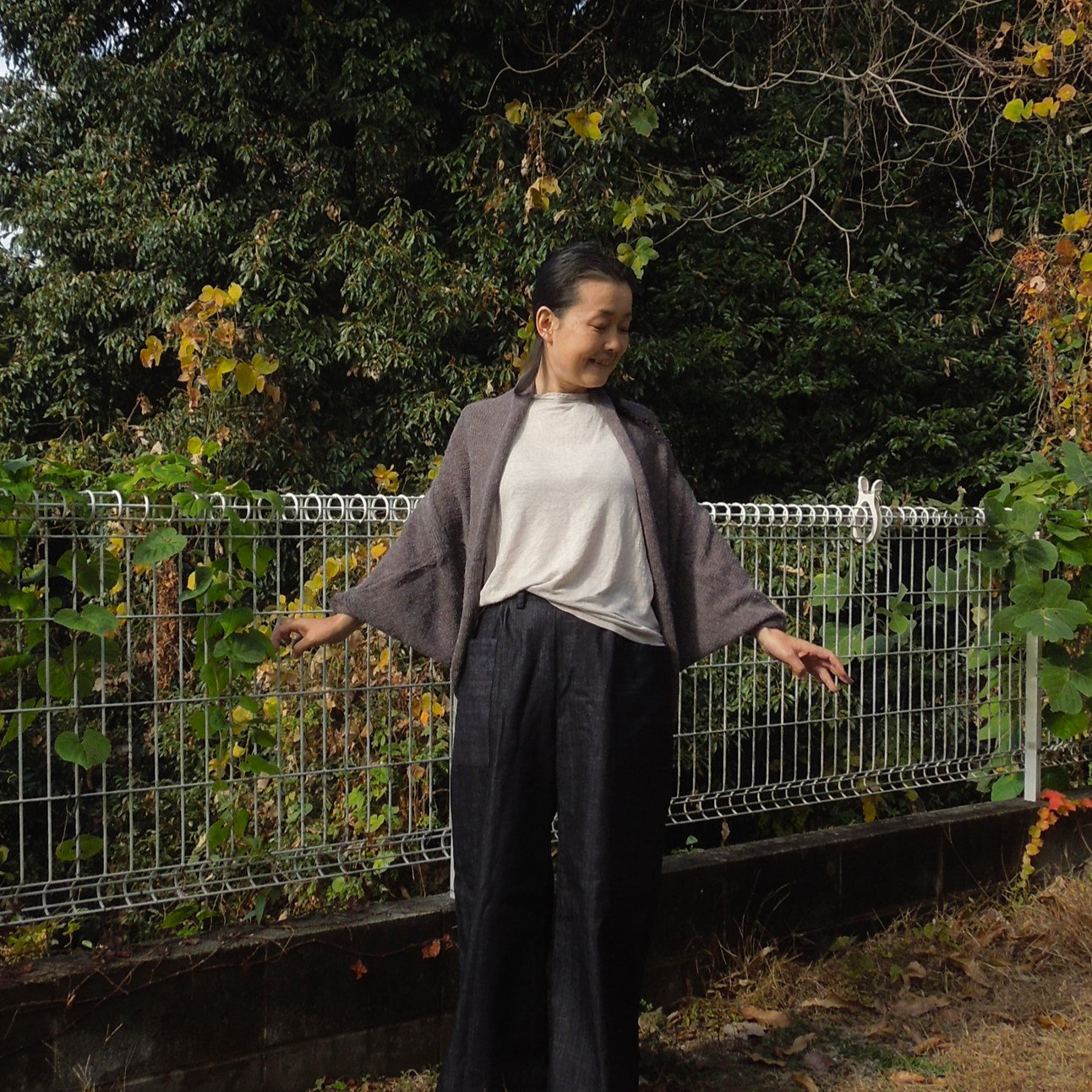 bighug アンゴラ ショールカーディガン●チャコールブラウン