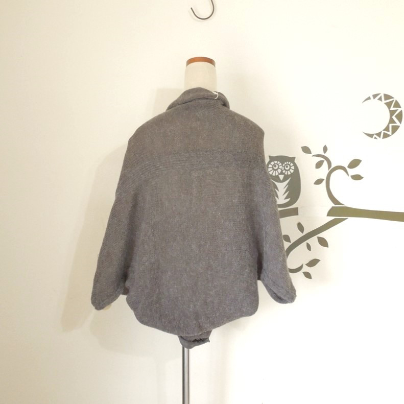 bighug アンゴラ ショールカーディガン●チャコールブラウン