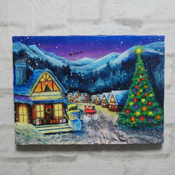 油絵 油彩 油彩画 絵 絵画【クリスマスイブの町】 絵画 HR 油絵 油彩 油彩画 絵 絵画【クリスマスイブの町】 絵画 HR