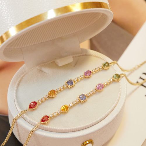 ファンシーカラーサファイアブレスレットk18 ブレスレット
