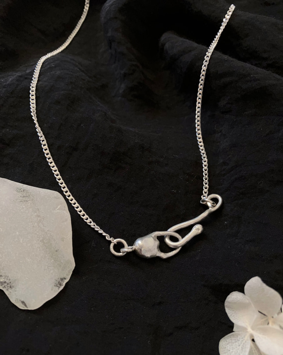 一点もの　original hookの　ミディアム　ネックレス　silver950 シルバー　ご褒美　贈り物に。シンプル 3枚目の画像