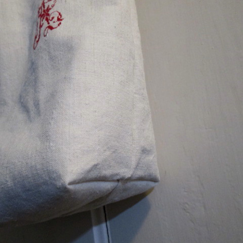 フランスアンティークシャンブルリネン赤クロスステッチイニシャルと