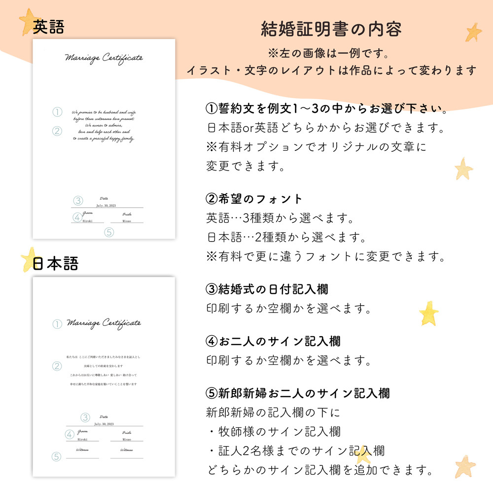 ミモザの結婚証明書 アクリル  誓約書 ウェルカムスペースにもクリア オーダーメイド