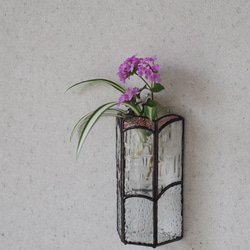 「ステンドグラス一輪挿し/ピンク」花器　花瓶 2枚目の画像