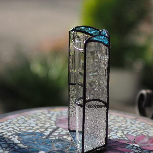 ステンドグラス一輪挿し/ブルー 花器 花瓶 インテリア雑貨・生活道具