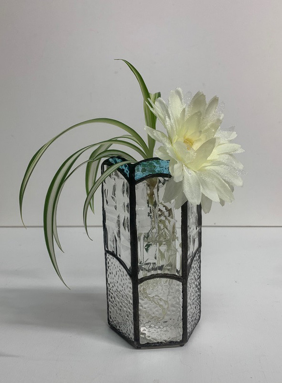 ステンドグラス一輪挿し/ブルー 花器 花瓶 インテリア雑貨・生活道具