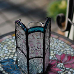 「ステンドグラス一輪挿し/ブルー」花器　花瓶 8枚目の画像
