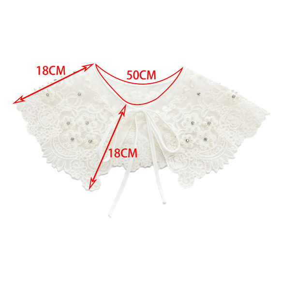 豪華フラワーレース付け襟　 パールフラワー 2枚目の画像