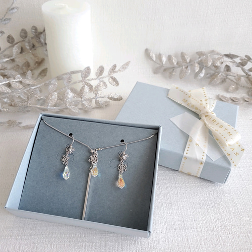 雪の結晶&クリスタル ネックレスset［クリスマスコフレ］ ネックレス 