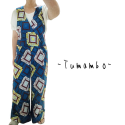 サイズ❷M☆持ち込み布でセミオーダー☆サロペット☆裾ワイド 4枚目の画像