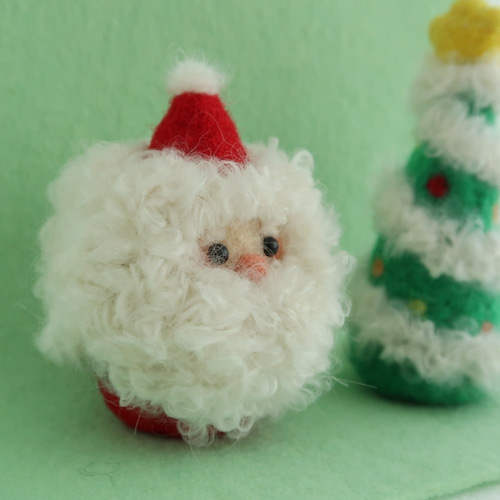 モコモコおひげのサンタクロース 受注制作 羊毛フェルト makinosu