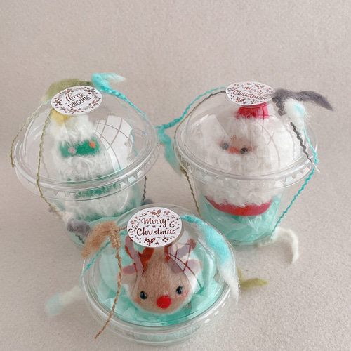 モコモコおひげのサンタクロース 受注制作 羊毛フェルト makinosu