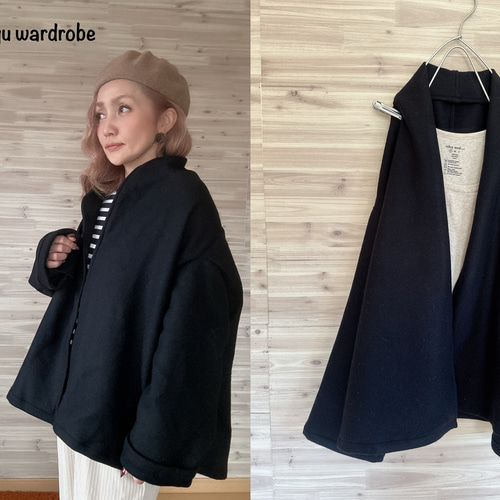 a.myu カシミア混wool肩にかけるだけでキマる ストールカーディガン