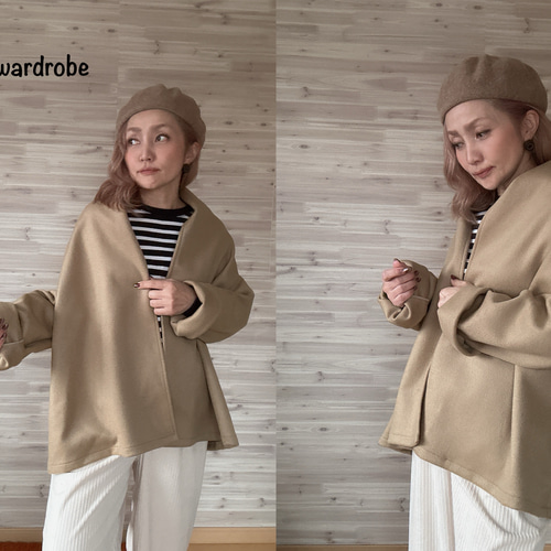 a.myu カシミア混wool肩にかけるだけでキマる ストールカーディガン