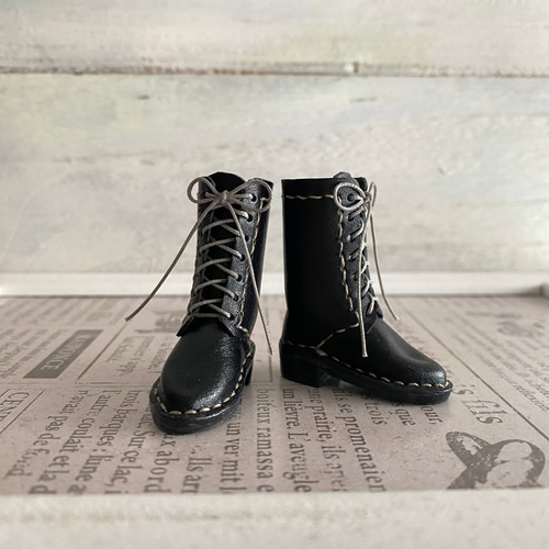 ネオブライス ピュアニーモ レースアップロングブーツ ステッチ&ヒール