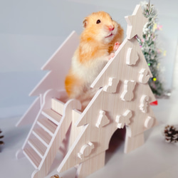 クリスマスツリーハウス 21cm×13.2cm×22cm / ハムスター小動物洗えるハウス巣箱クリスマス 4枚目の画像