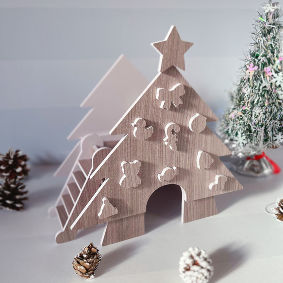 クリスマスツリーハウス 21cm×13.2cm×22cm / ハムスター小動物洗えるハウス巣箱クリスマス 2枚目の画像