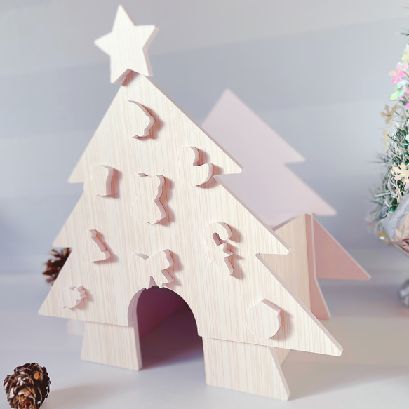 クリスマスツリーハウス 21cm×13.2cm×22cm / ハムスター小動物洗えるハウス巣箱クリスマス 5枚目の画像