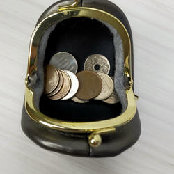 高級西陣織金襴 コインケースがま口＆手鏡　赤 5枚目の画像