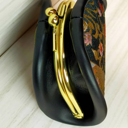 高級西陣織金襴　コインケースがま口＆手鏡　黒と金 5枚目の画像