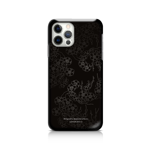 夜旬 - 立体加工 和風 ブラックiPhoneケース/iPhone16/16Pro