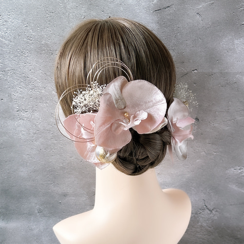 ベルベット胡蝶蘭の髪飾り 結婚式 成人式 胡蝶蘭 和装 振袖 卒業