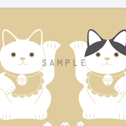 ペア招き猫　インテリアポスター　ハチワレ 4枚目の画像
