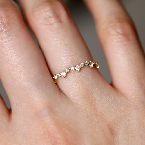 K18・プラチナ〉lace line ring レースラインリング ダイヤモンド 