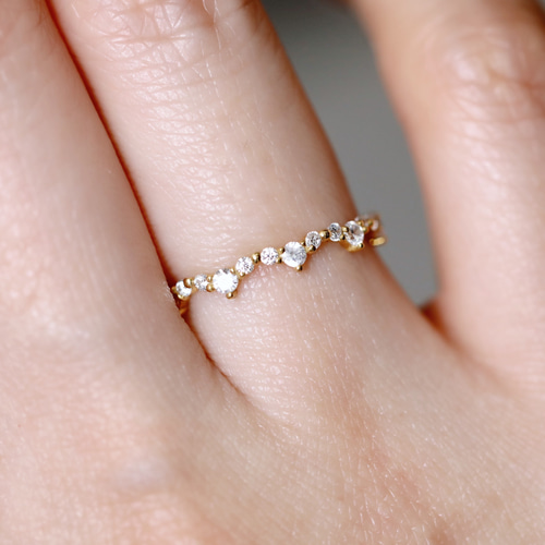 K18・プラチナ〉lace line ring レースラインリング ダイヤモンド 