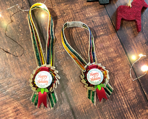 ペット用リボンクリスマス⑦ クリスマス限定】クリスマスロゼット ロゼットリボン ペット