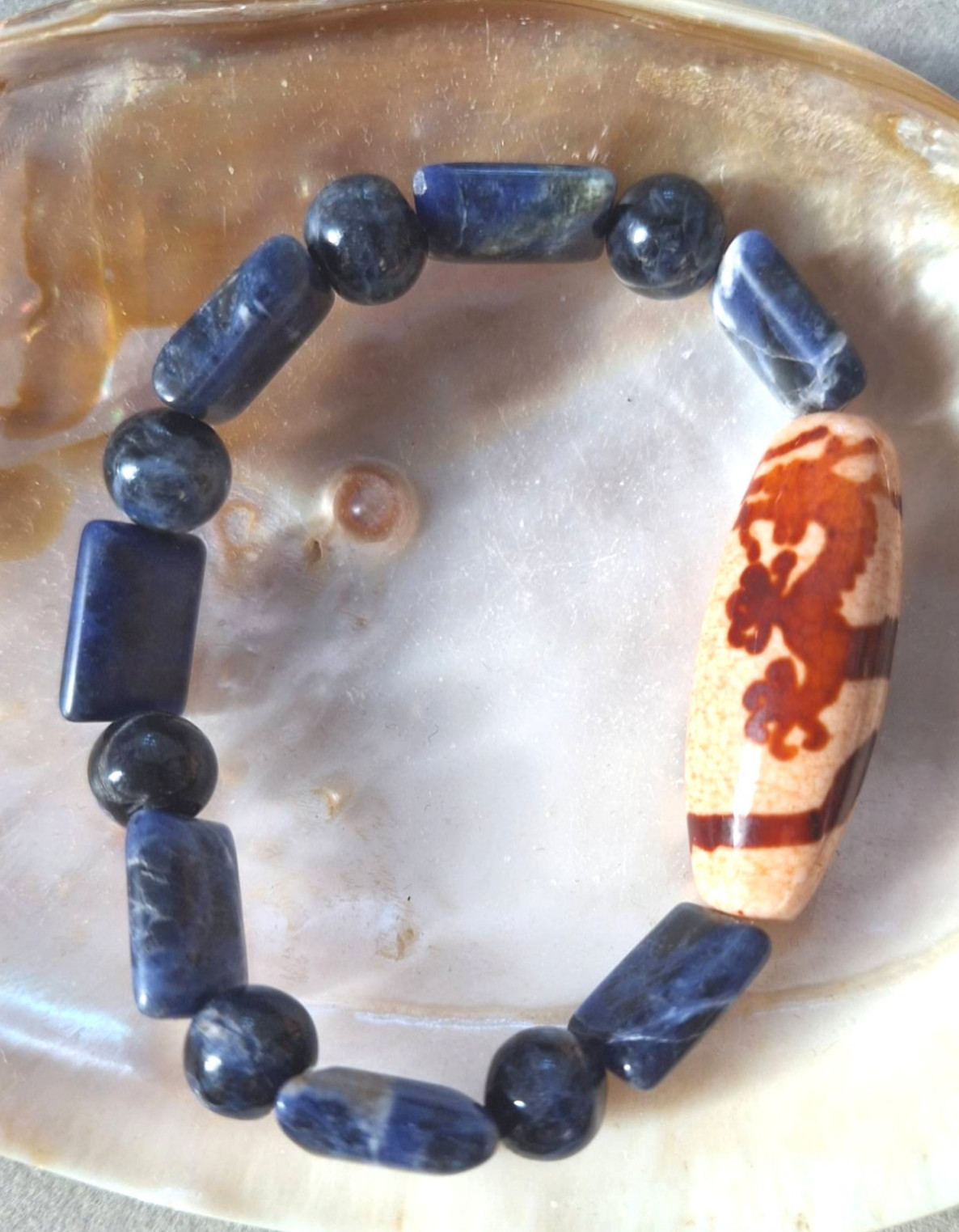 白五爪龍神天珠 ※お値下げしました 【チベット天珠ホワイトタイプ】