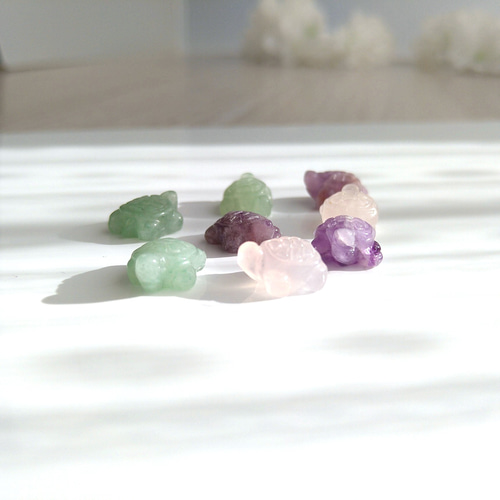 カメ（亀）さん 1個 【石選択】 ミニミニサイズ ～幸せ～ 天然石