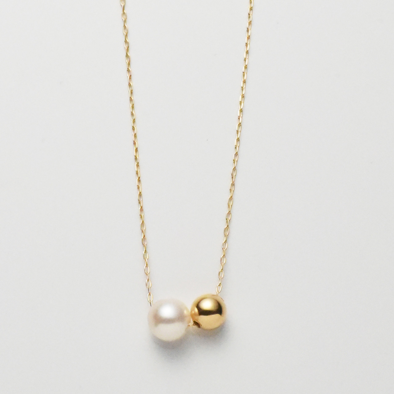 K18YGボール4mm×アコヤベビーパール4.5-5mm デュエット ネックレス 27,903円