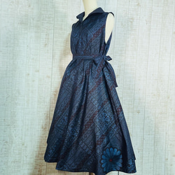 ３種類の正絹大島紬ショールカラー＆立ち襟テントライン・美ラインワンピースM～Ｌ 8枚目の画像