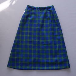 【新品】天鵝絨絲帶格紋半身裙（綠色）38、40 第14張的照片