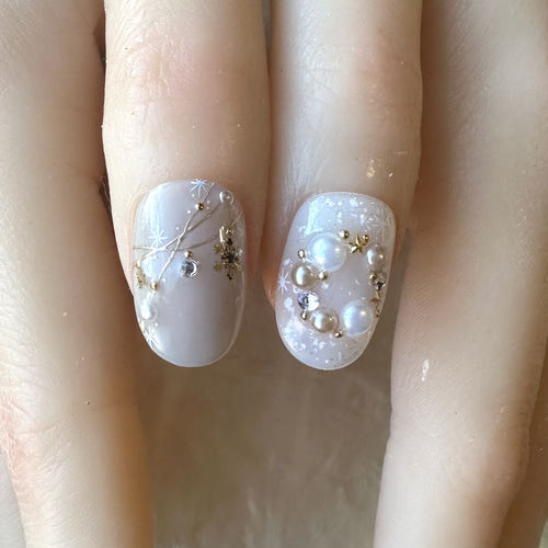 No.79 クリスマスリースとオーナメントネイル ネイルチップ（つけ爪