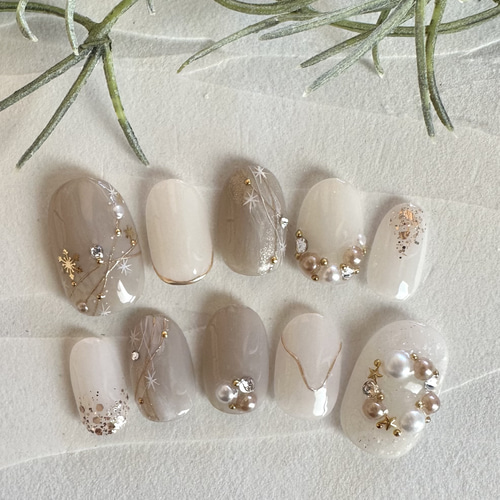 No.79 クリスマスリースとオーナメントネイル ネイルチップ（つけ爪