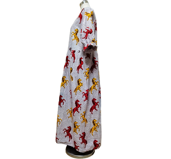 持ち込み布でセミオーダー☆タックギャザーワンピース☆パフスリーブ風袖 2枚目の画像