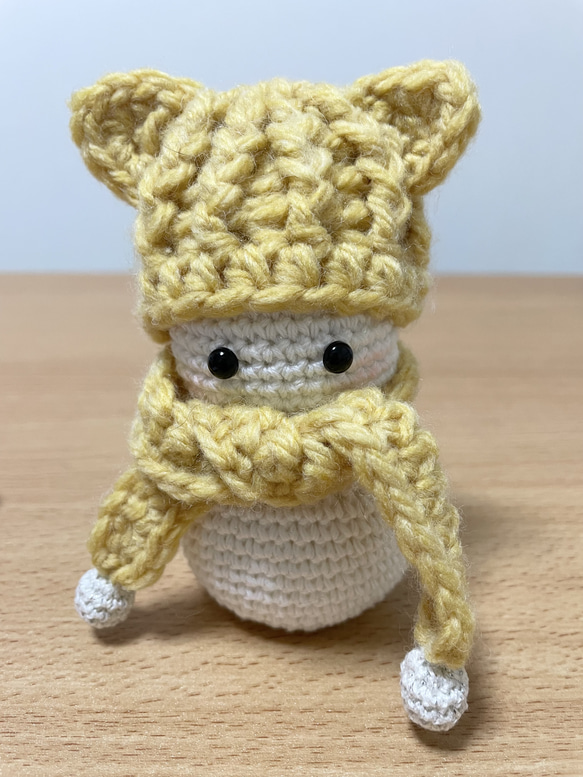 ミニミニあみぐるみ おさるさん ニット帽 両かぎ針で手作り