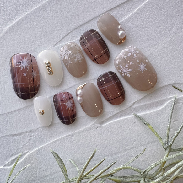 No.80 シアーレッドとシアーブラックのチェックネイル ネイル