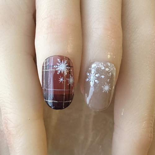 No.80 シアーレッドとシアーブラックのチェックネイル ネイル
