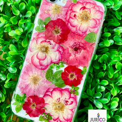 ピンクのバラの敷き詰めデザイン押し花スマホケース　iphone/GALAXY/AQUOS/xperia/pixel 8枚目の画像