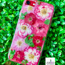 ピンクのバラの敷き詰めデザイン押し花スマホケース　iphone/GALAXY/AQUOS/xperia/pixel 9枚目の画像