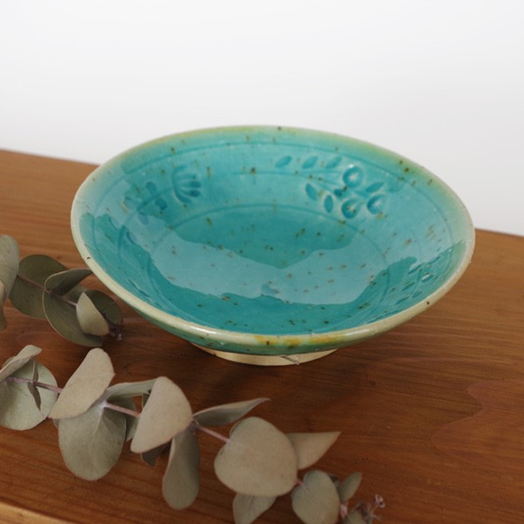 【priさま専用】トルコブルーの花柄小鉢と楕円皿のセット 7枚目の画像