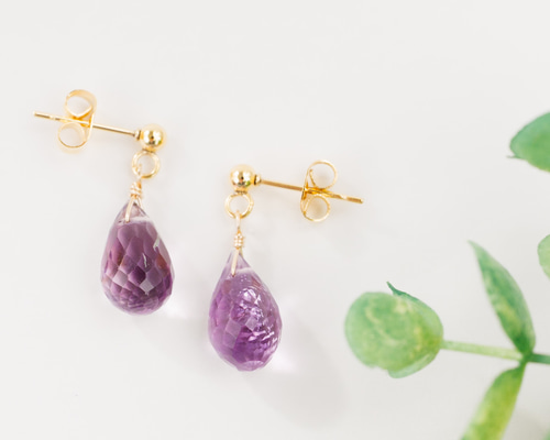 14kgf ハンドメイドピアスルベライトカラーのお月さまと