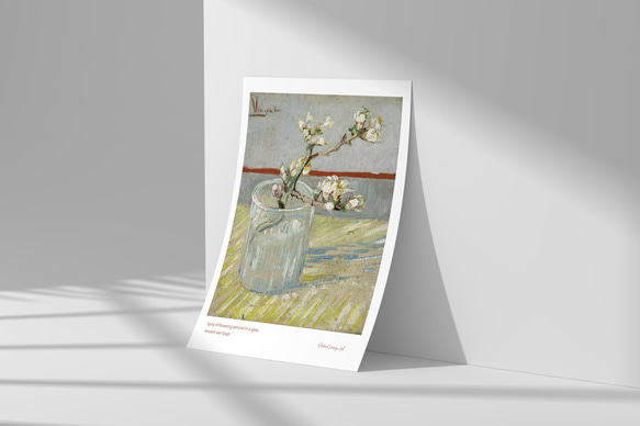 ゴッホ、グラスに入れた花咲くアーモンドの枝、名画ポスター、シンプルインテリア、北欧スタイルに。ギフトにも【G-0538】 8枚目の画像
