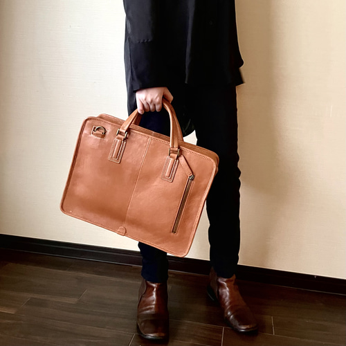 今だけ20％OFF①A本革2wayクラシック・ブリーフケース キャメル